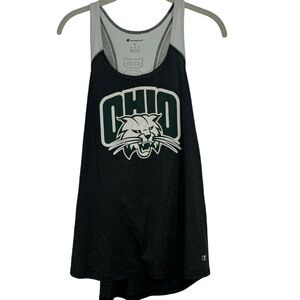 Ohio University Bobcat Green and White Tank Top L